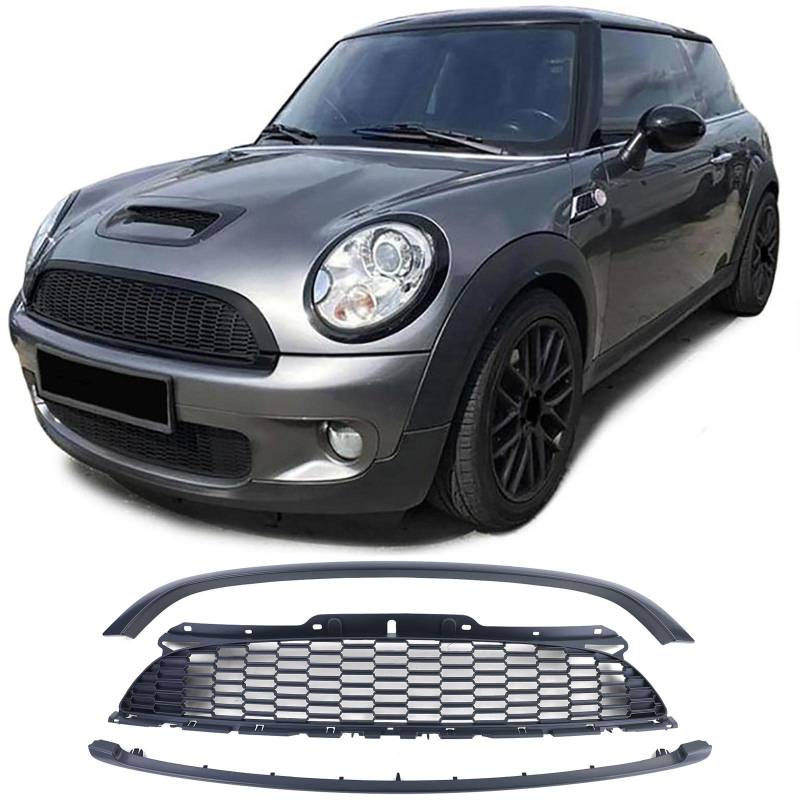 Kühlergrill Set 3-teilig Schwarz Matt für Mini One Cooper JCW R56 R57 R58 R59 von Tenzo-R