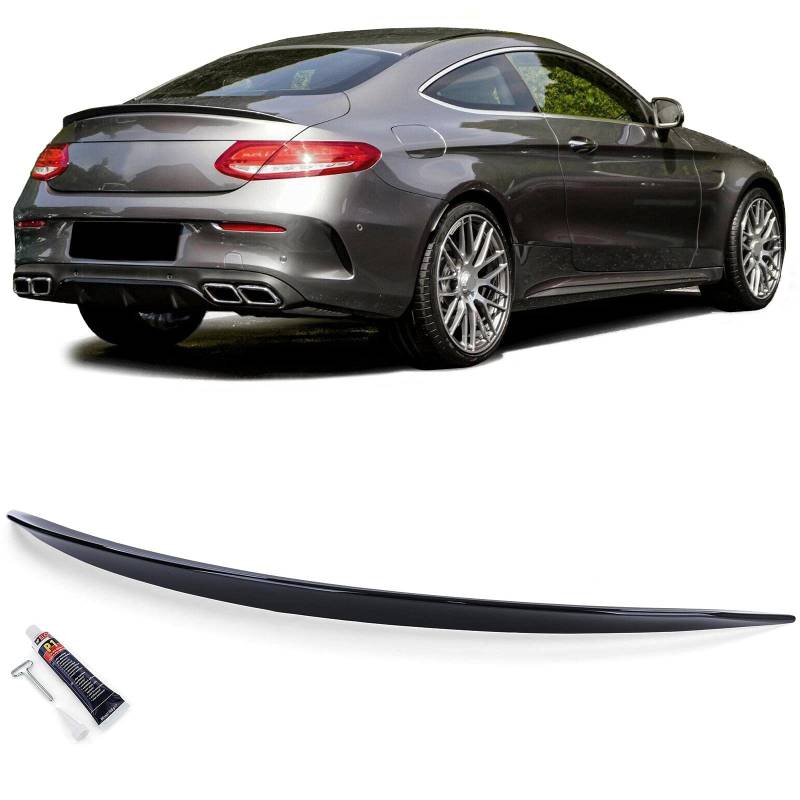 Sport Heckspoiler Lippe Schwarz Glanz für Mercedes C Klasse C205 Coupe ab 15 von Tenzo-R