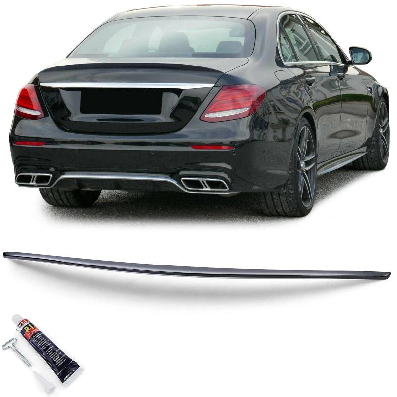 Sport Heckspoiler Lippe Schwarz Glanz mit ABE für Mercedes E W213 Limo ab 16 von Tenzo-R