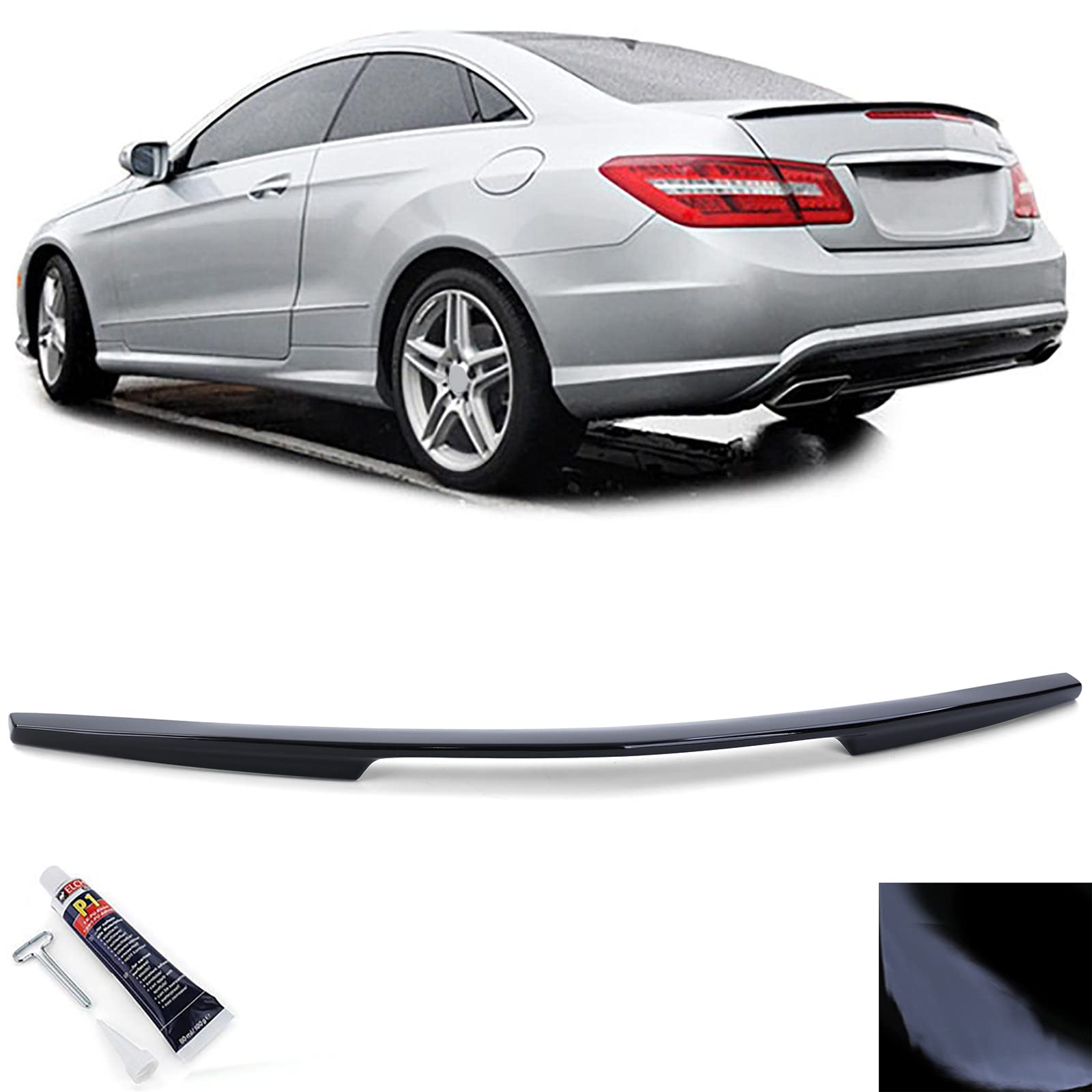 Sport Heckspoiler Lippe Schwarz Glanz für Mercedes E Klasse C207 Coupe 09-16 von Tenzo-R