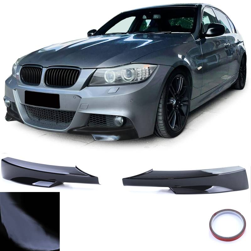 Front Spoiler Ecken Splitter Schwarz Glanz passend für BMW 3er E90 E91 08-12 von Tenzo-R