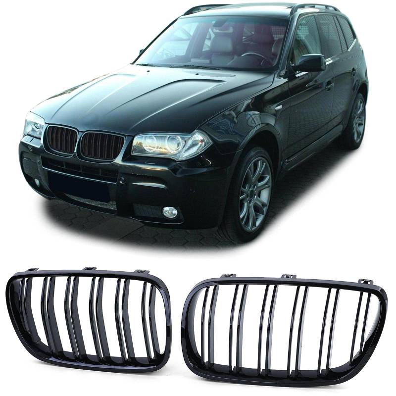 Sport Kühlergrill Doppelsteg Performance Glanz passt für BMW X3 E83 06-11 von Tenzo-R