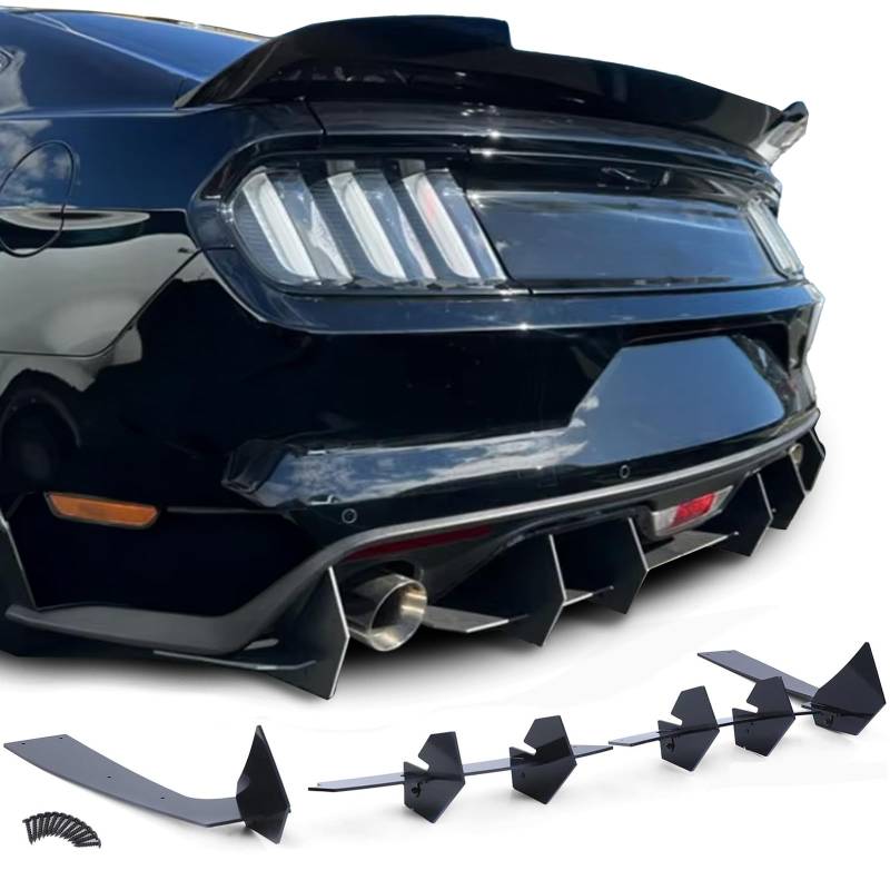 Sport Heckdiffusor Cup Ansatz Schwarz Glanz für Ford Mustang GT MK6 ab 14 von Tenzo-R