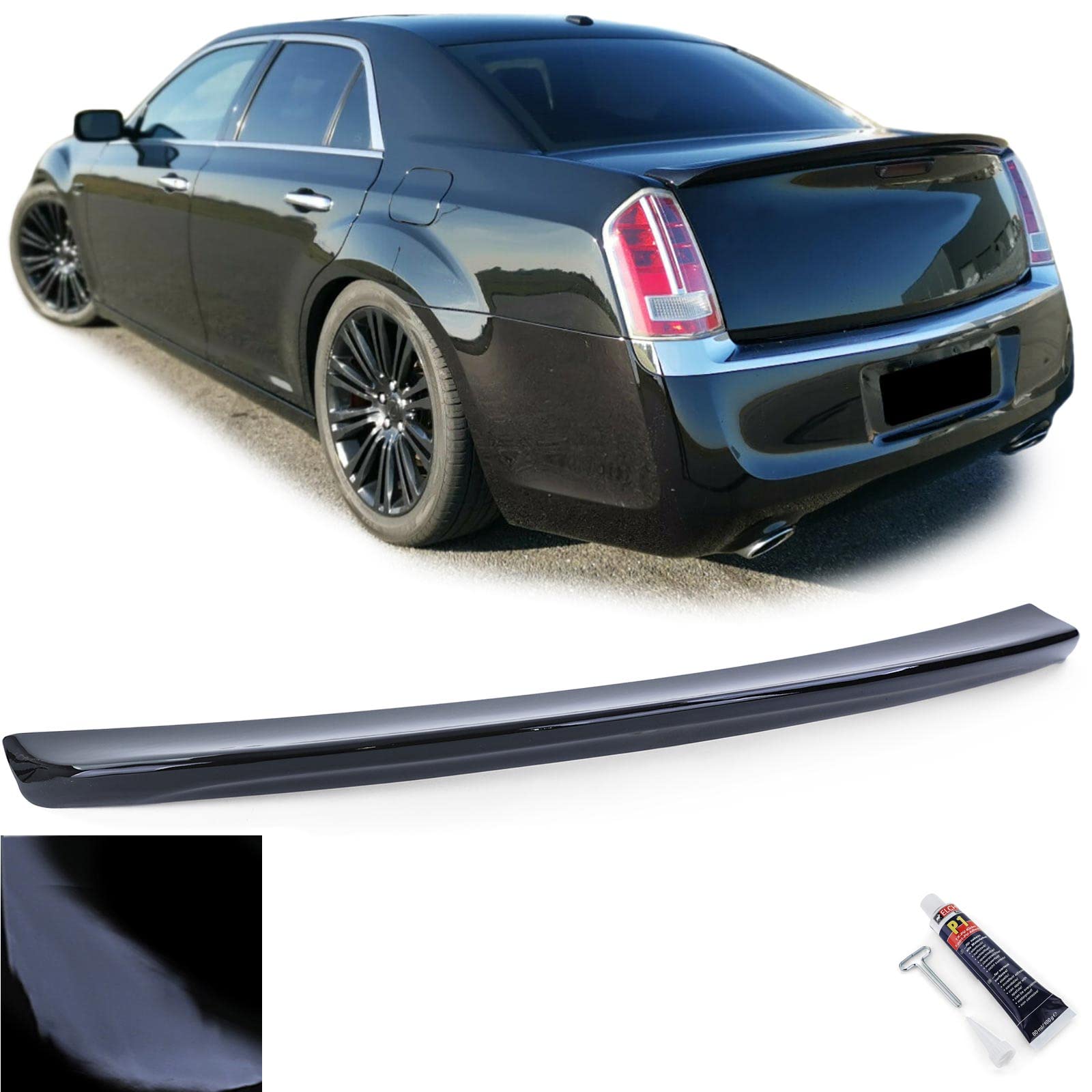 Sport Heckspoiler Lippe Schwarz Glanz für Chrysler 300C Limo Lancia Thema ab 11 von Tenzo-R