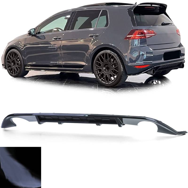 Sport Heckdiffusor Einzelrohr beidseitig Schwarz Glanz für VW Golf 7 GTI 13-17 von Tenzo-R