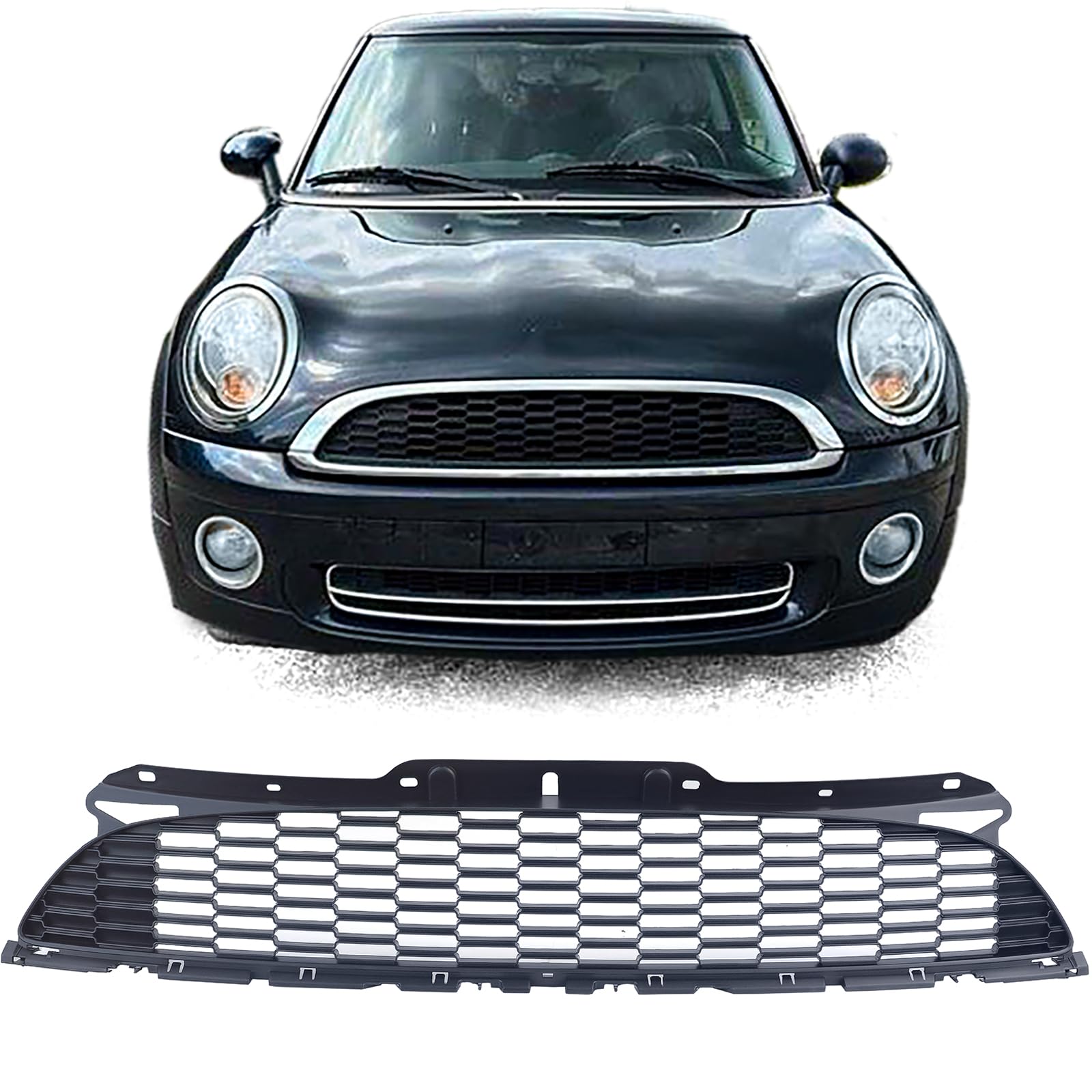 Waben Kühlergrill Schwarz Matt für Mini One Cooper JCW R56 R57 R58 R59 von Tenzo-R