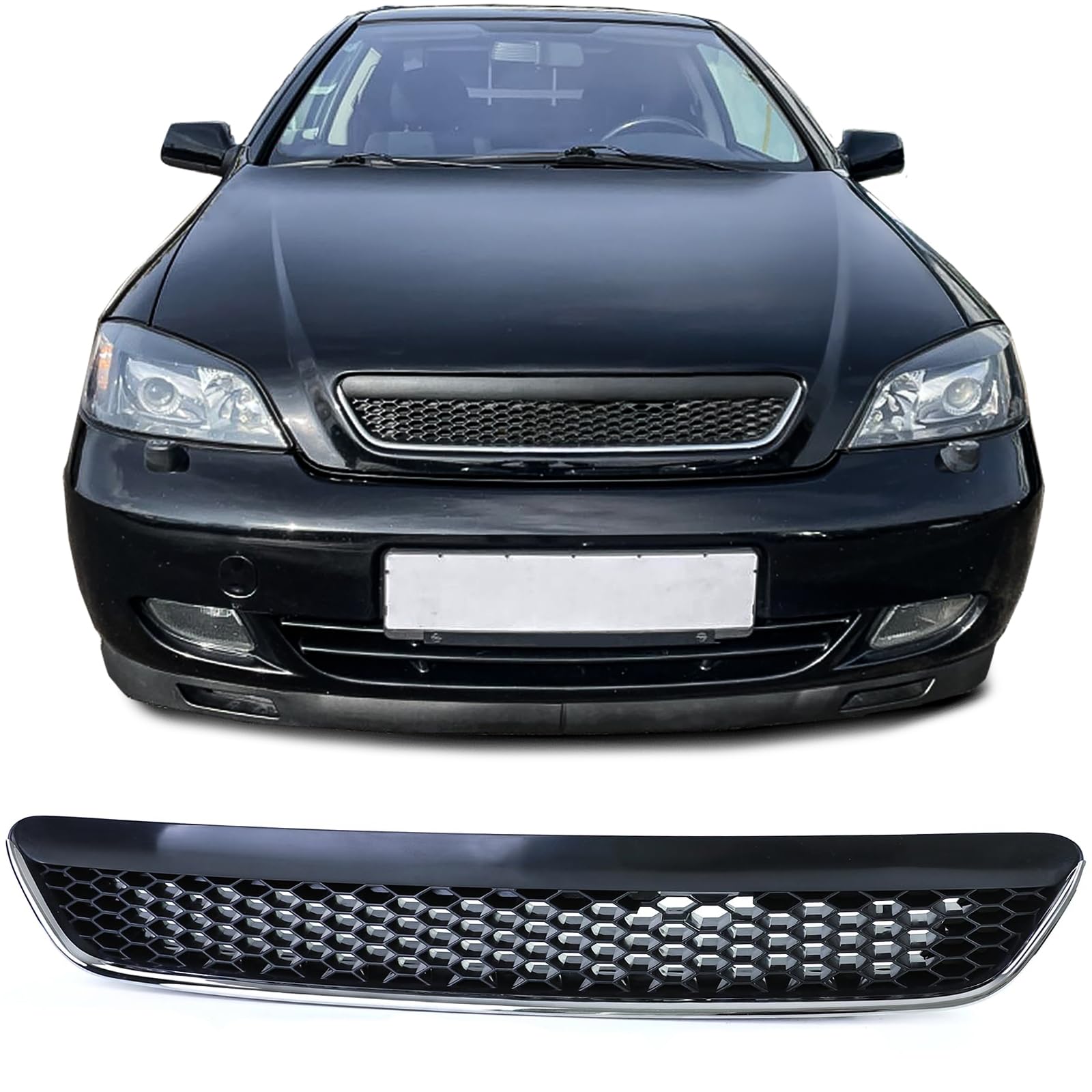 Waben OPC Sport Kühlergrill ohne Emblem Schwarz für Opel Astra G 97-04 von Tenzo-R