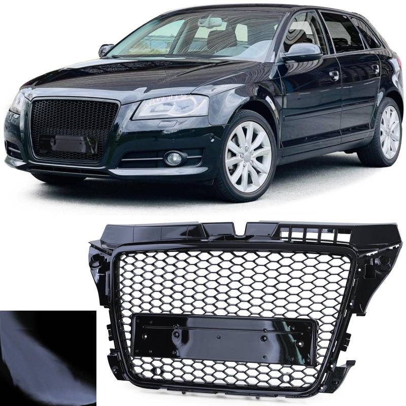 Waben Sport Kühlergrill Schwarz Glanz ohne Emblem für Audi A3 8P 08-13 von Tenzo-R