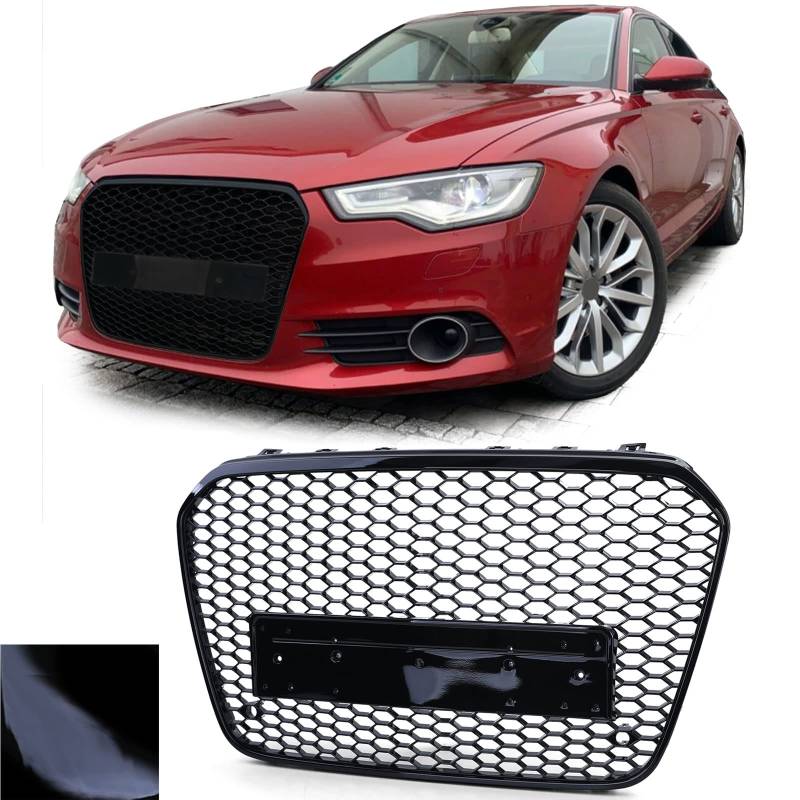 Waben Sport Kühlergrill ohne Emblem Schwarz Glanz für Audi A6 C7 4G 10-14 von Tenzo-R