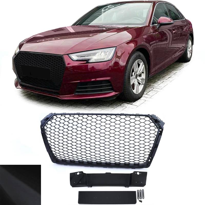 Waben Sport Kühlergrill ohne Emblem Schwarz Matt für Audi A4 B9 8W 15-19 von Tenzo-R