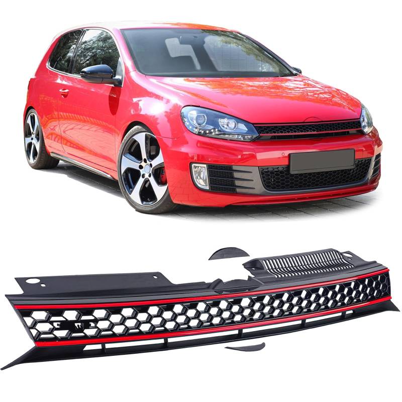 Waben Kühlergrill ohne Emblem Sport Look passt für VW Golf 6 auch GTI 08-13 von Tenzo-R