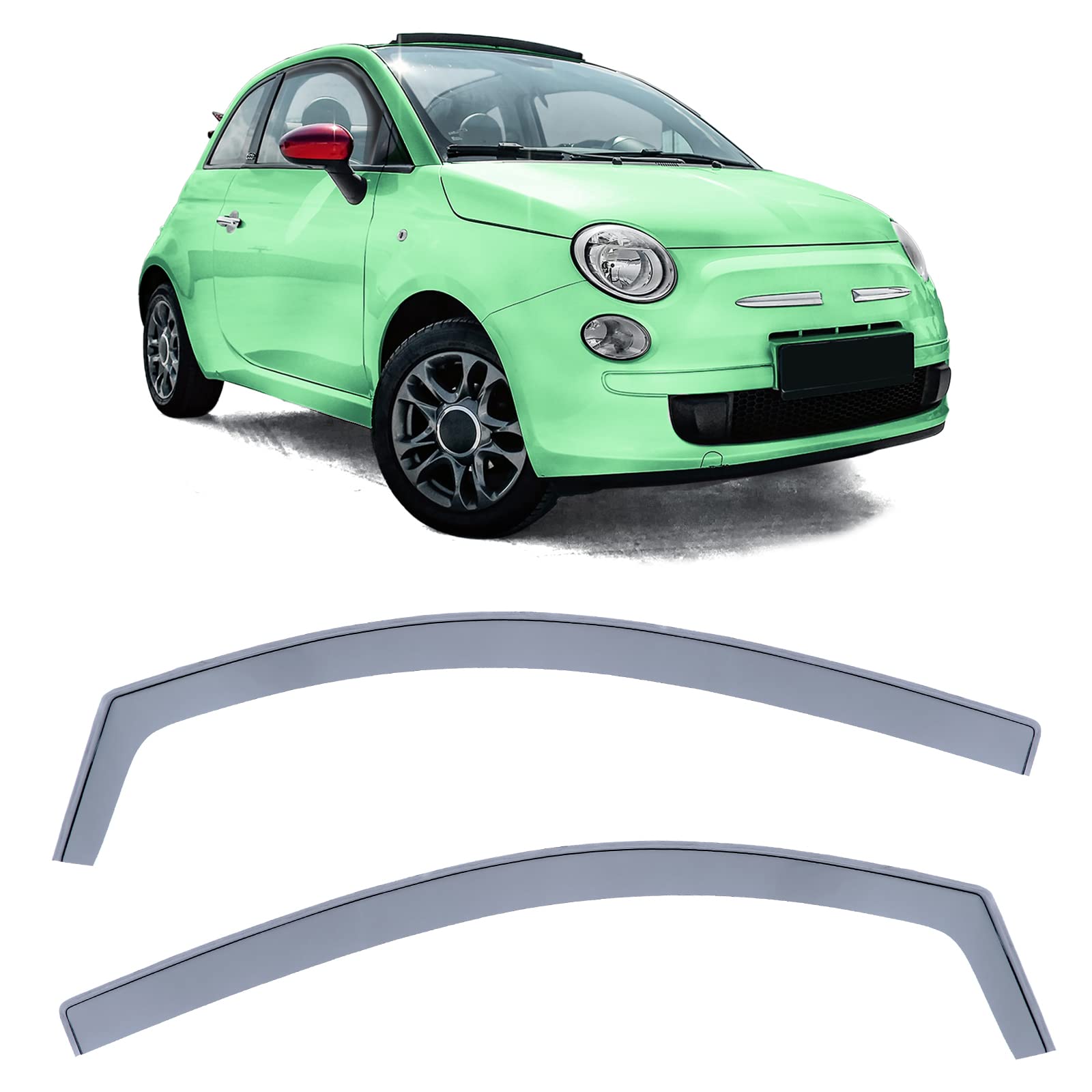 Windabweiser Regenabweiser Windschutz Schwarz Smoke für Fiat 500 500C 312 ab 07 von Tenzo-R