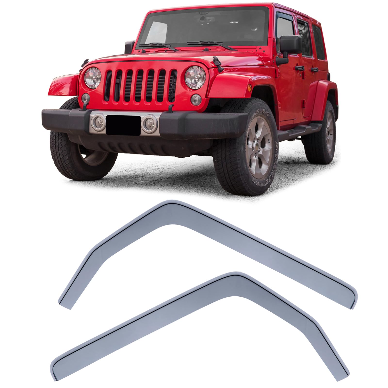 Windabweiser Regenabweiser Windschutz Schwarz Smoke für Jeep Wrangler JK 07-18 von Tenzo-R