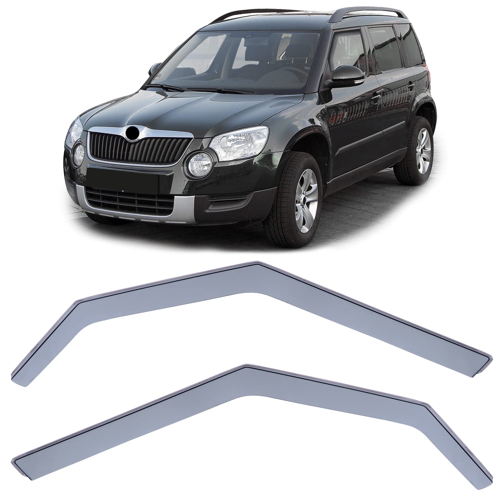 Windabweiser Regenabweiser Windschutz Schwarz Smoke für Skoda Yeti 5L ab 09 von Tenzo-R