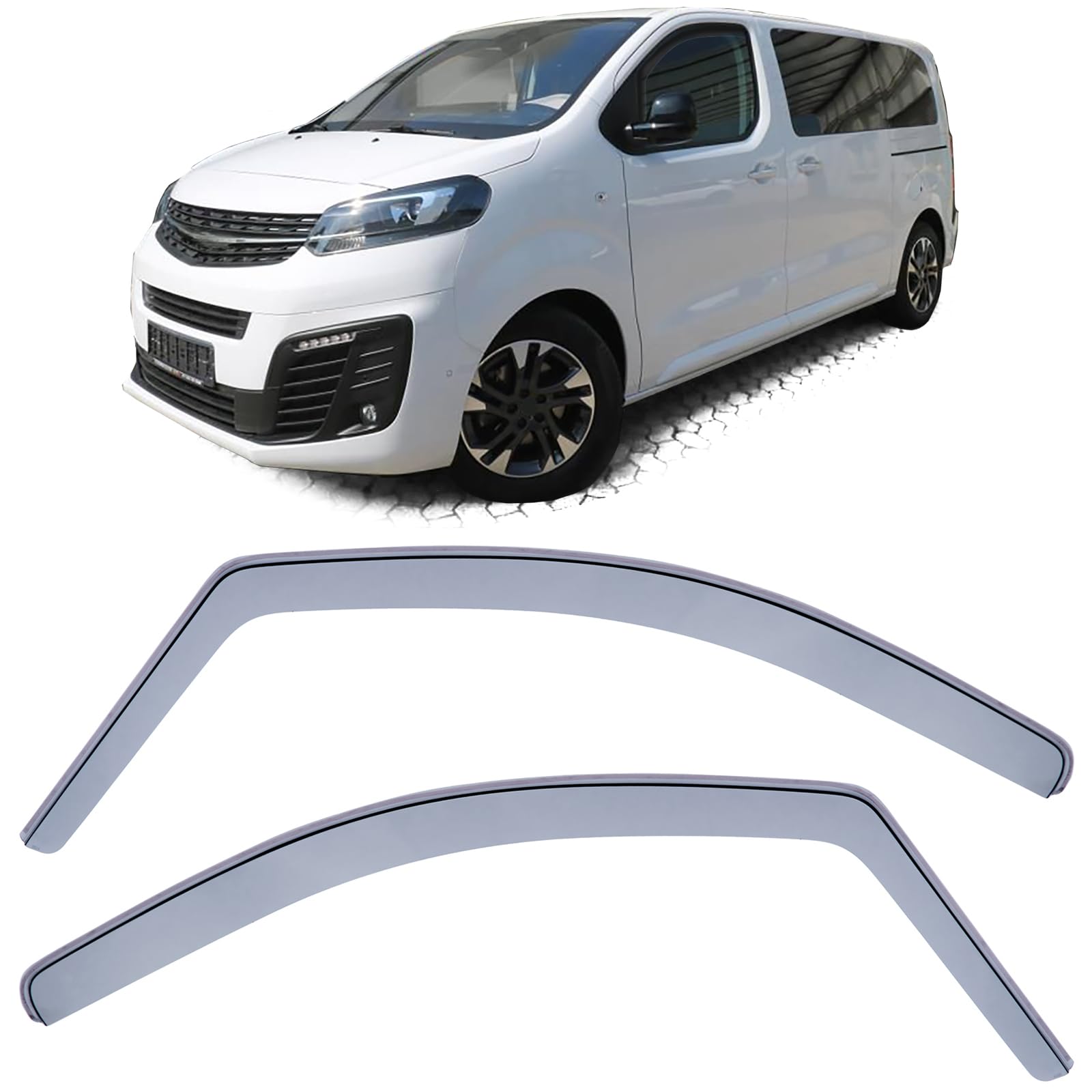 Windabweiser Regenabweiser Windschutz Schwarz Smoke kompatibel mit Vivaro Zafira Life ab 19 von Tenzo-R