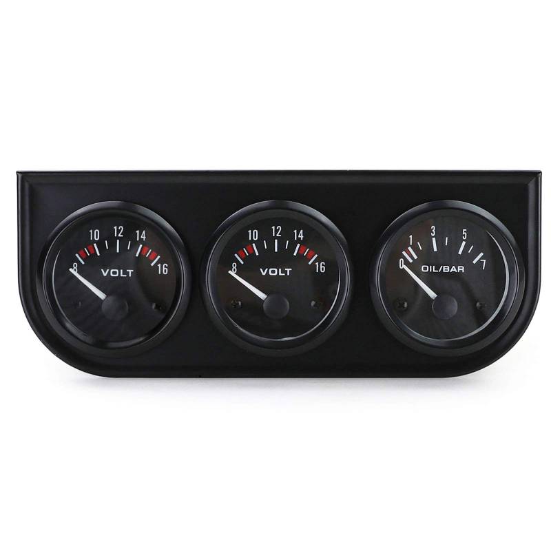 Zusatz Instrumente 3er Set Öltemperatur Volt Öldruck Youngtimer Retro Schwarz von Tenzo-R