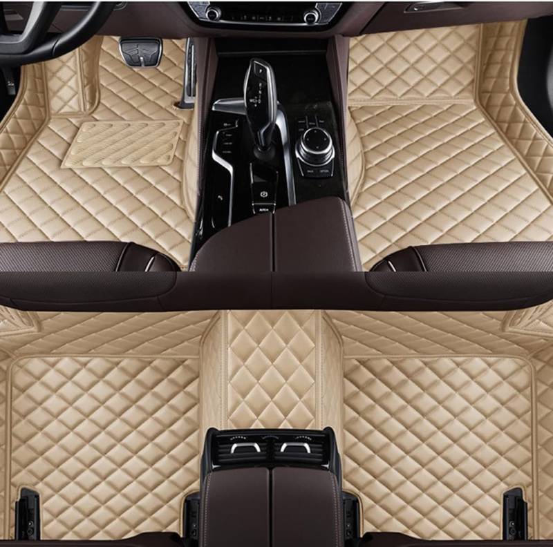 Nach Maß Auto Leder Vollständig Geschlossene Fußmatten für Lexus RX(5seats) 2003-2009, Allwetterschutz Fussmatten rutschfeste Abriebfest wasserdichte,D/Beige von Teptal