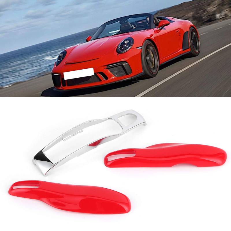 Schlüsselanhänger Keyless Entry Remote Shell Gehäuseabdeckung Protector Fit für 911 Cayman(Rot + Silber) von Terisass