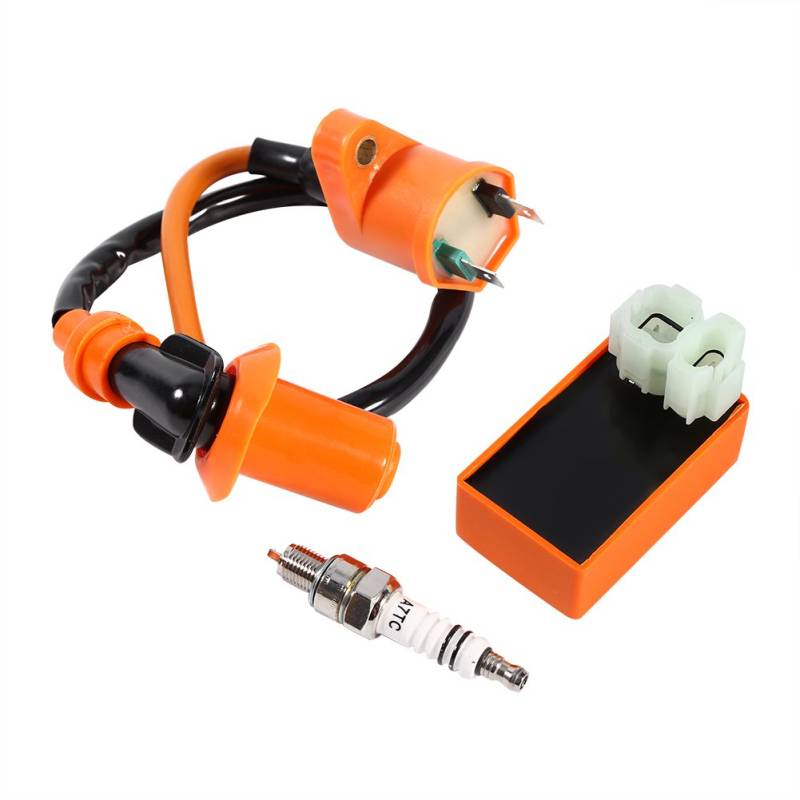 Terisass Ignition Racing Coil,Ignitor Racing CDI Box Einheit Zündspule Zündkerze Motorrad Zündmodul Ersatz Zubehör Fit für GY6 Motorisierte Motorrad ATV Roller Go Kart von Terisass