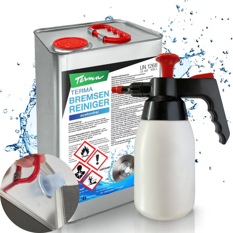 Terma Bremsenreiniger 10l Kanister Set mit Pumpsprühflasche acetonfrei, Pumpflasche Bremsenreiniger 5l 10l 20l 30l Entfetter, Bremsreiniger Montagereiniger Teilereiniger Sprühflasche, von Terma