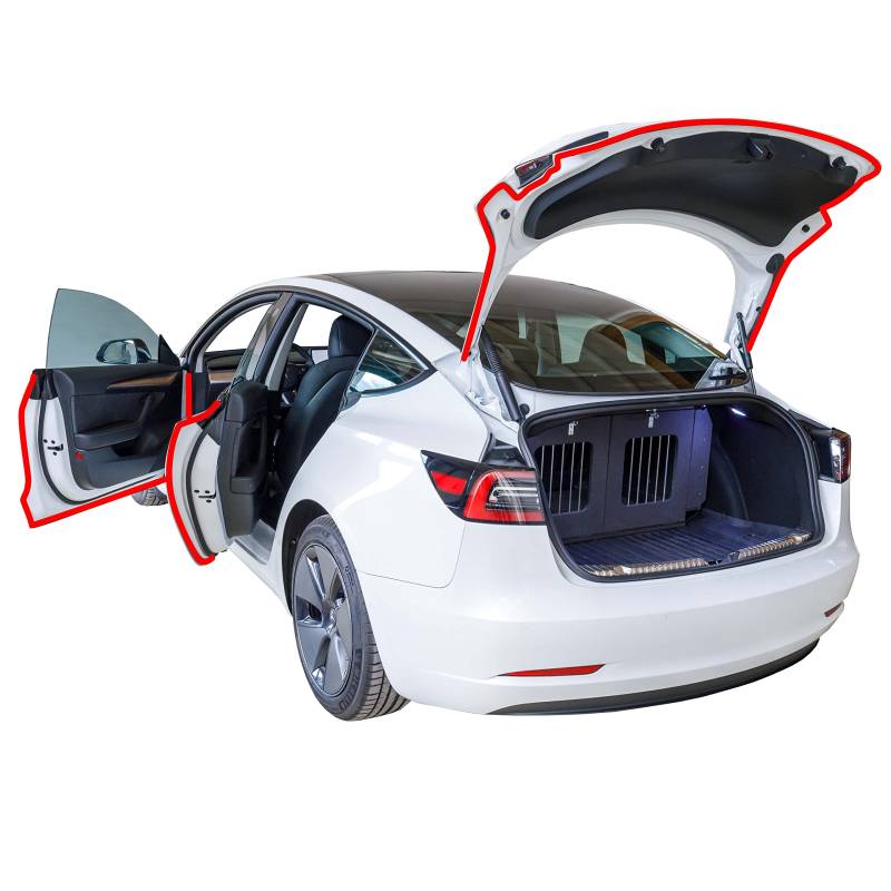 Tesvolution® Dichtungsset Tesla Model 3 2021 + 2022 + 2023 + 2024 - Türdichtungssatz Schallschutzgummi Dichtungsstreifen Windgeräusche Zubehör Tuning von Tesvolution