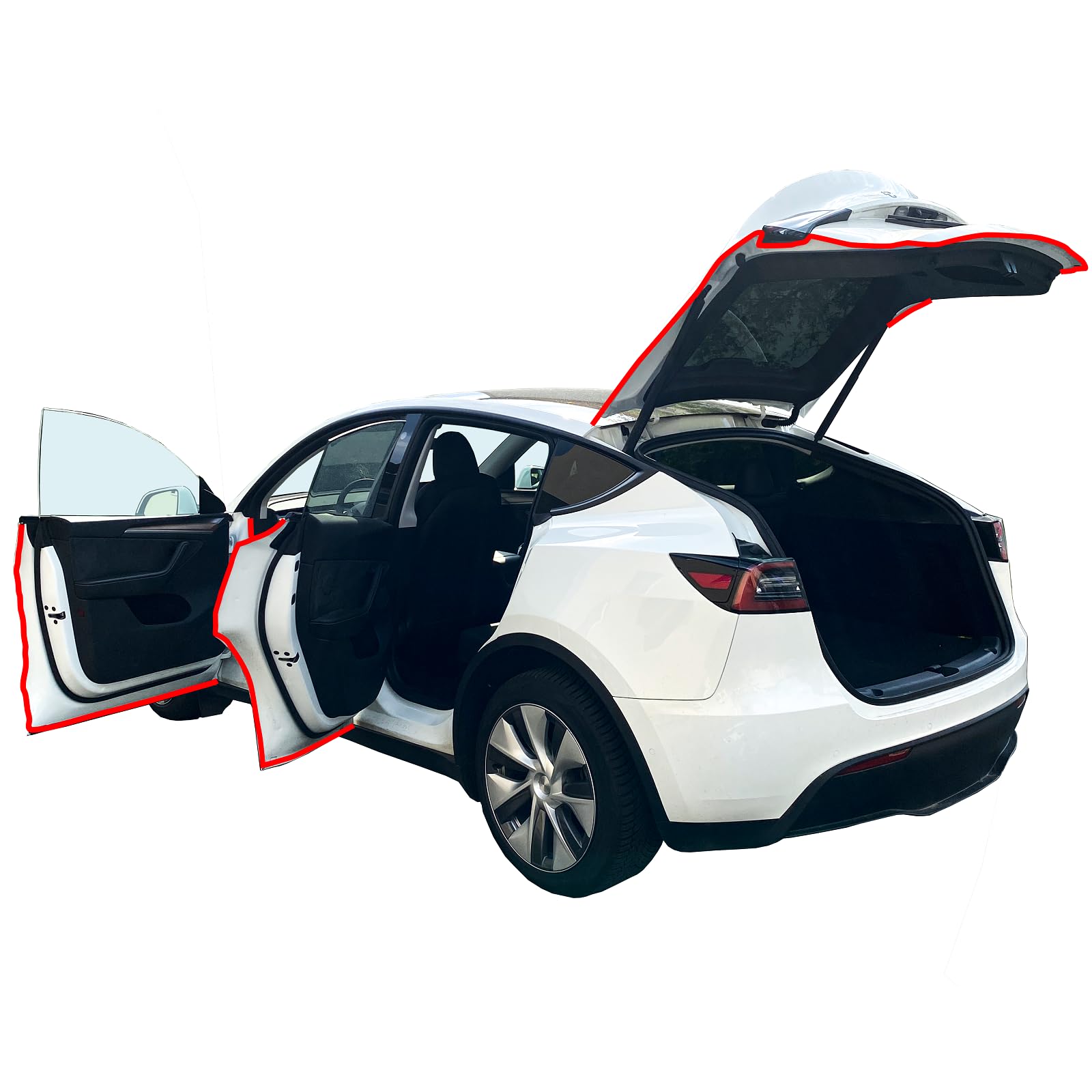 Tesvolution® Dichtungsset Tesla Model Y 2022 + 2023 + 2024 - Türdichtungssatz Schallschutzgummi Dichtungsstreifen Windgeräusche als Zubehör Tuning von Tesvolution