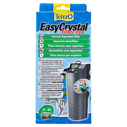 Tetra EasyCrystal Filter 250 Aquarium-Innenfilter (für kristallklares gesundes Wasser, einfache Pflege, keine nassen Hände beim Filterwechsel, intensive mechanische biologische chemische Filterung), geeignet für Aquarien von 15 bis 40 Liter von Tetra