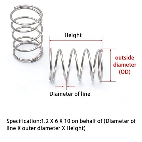 3/4/5 Stück 0,1 mm Drahtdurchmesser, 304 Edelstahl-Druckfedern, kleine Spulendruckfedern, 0,55 mm/0,6 mm Außendurchmesser, 2 mm–50 mm Länge(0.1x0.6x50mm (3Pcs)) von Teweakt