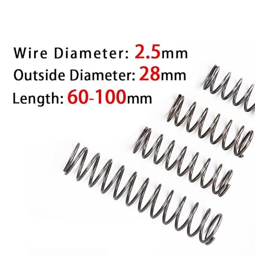 5 Stück Rückstellfeder Spotware Druckfeder Schnurdurchmesser 2,5 mm, Außendurchmesser 28 mm, Länge 60 mm-100 mm Teleskopfeder(70mm (5Pcs)) von Teweakt