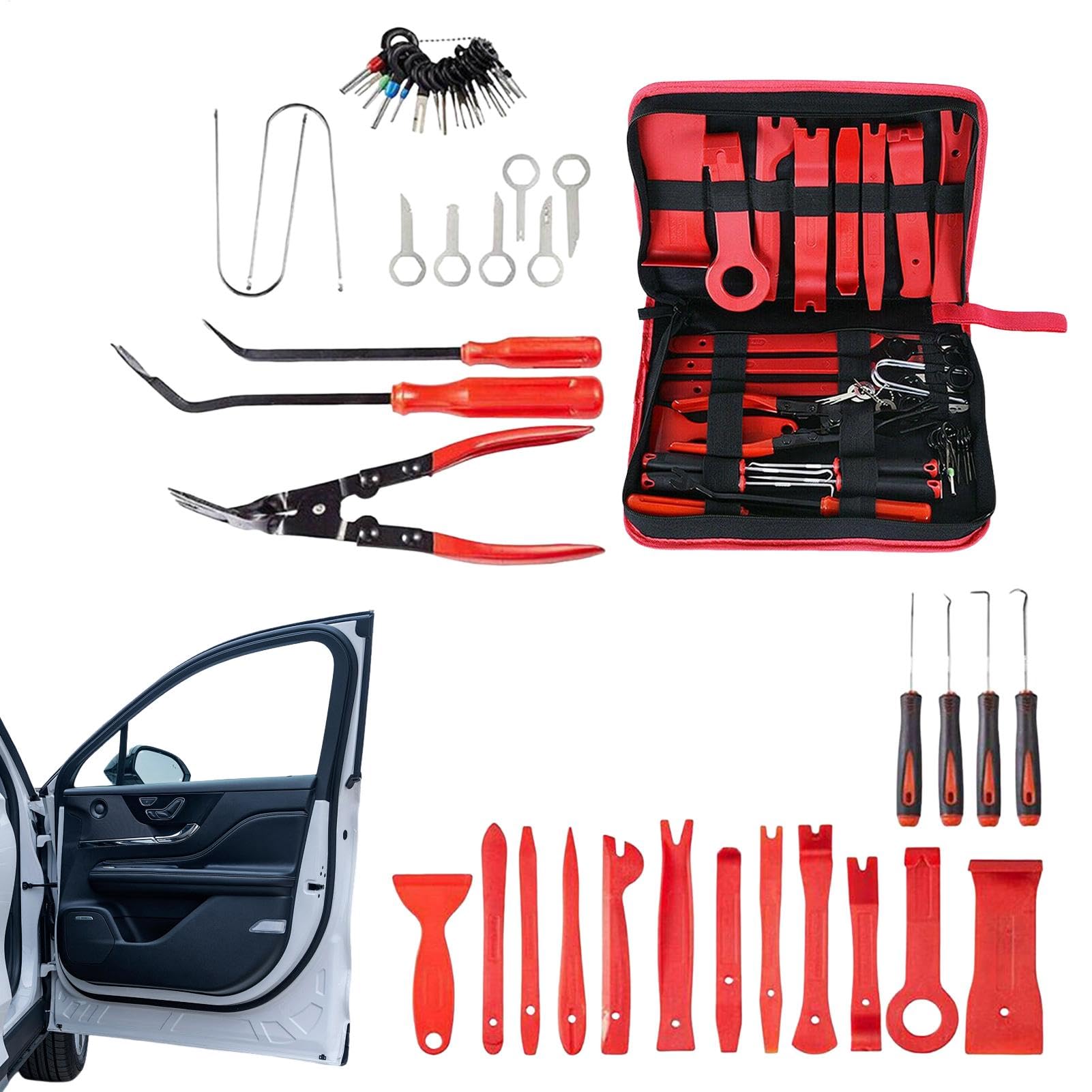 Autoverkleidungs ​​-Entfernen -Werkzeug -Kit, Auto -Trim -Entfernungswerkzeugkit - 158x Demontage -Tool,Pry Bar Set für Tür -Audio -Lautsprecher, Reparaturzubehör, Innenversorgung des Fahrzeugs von Tewzafiya