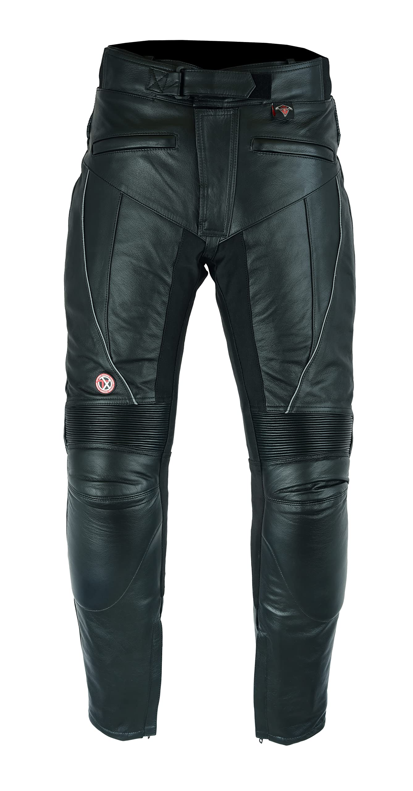 TEXPEED Motorradhose Leder wasserdicht Herren mit Protektoren - Schwarz Vollnarbiges Lederhose Echtleder mit rüstung (EN 1621-1) Biker gepanzerte - XL Taille/Lang Bein von Texpeed