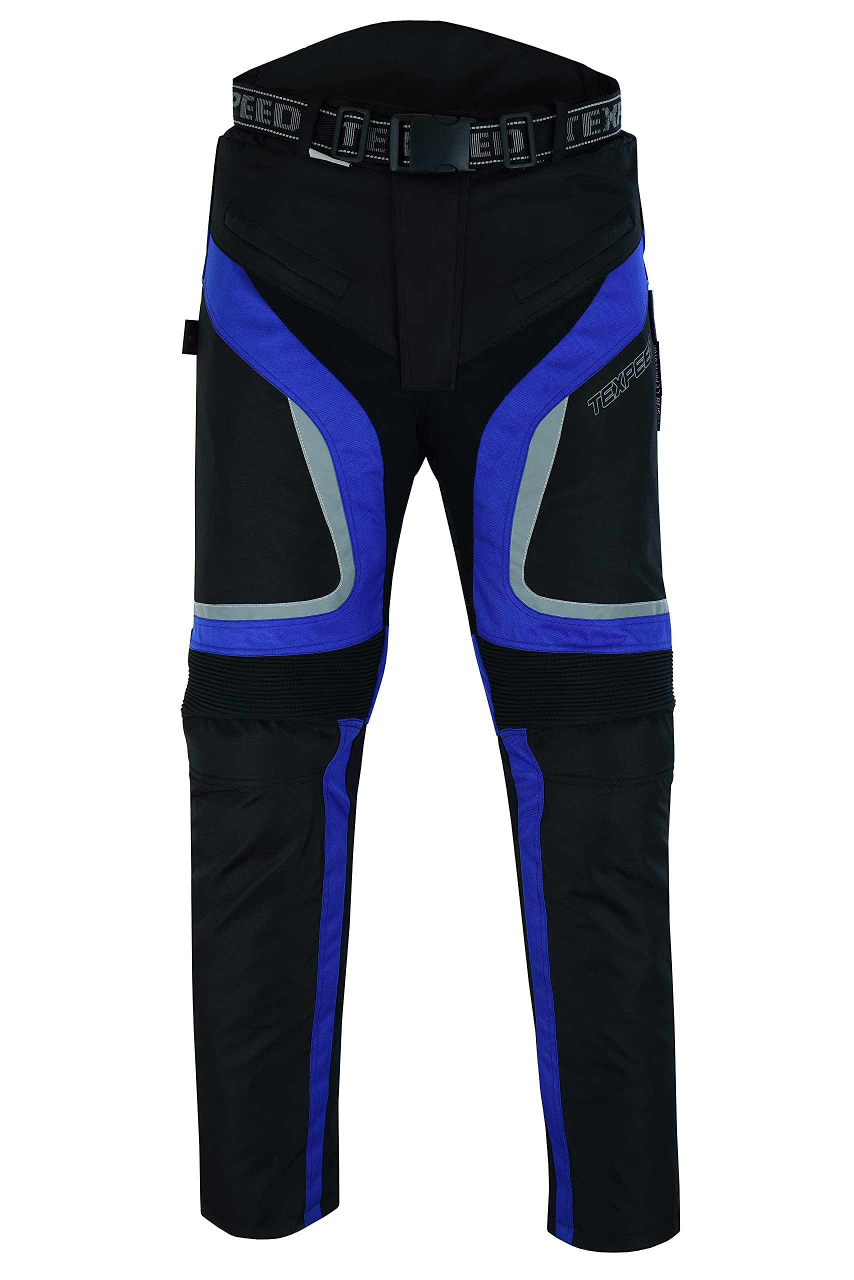 TEXPEED Motorradhose Mit Protektoren Herren - Textil Wasserdicht Motorroller Motorrad Bikerin Mit Schutz Rüstung (EN 1621-1) Blau - L Taille/Kurz Bein von Texpeed