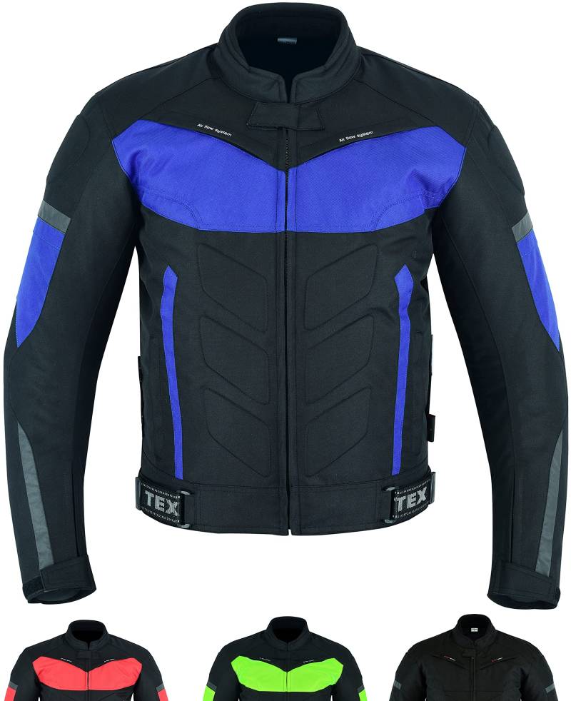 TEXPEED Motorradjacke herren mit protektoren - Motorrad Biker Wasserdicht Jacke Mit Rüstung (EN 1621-1) Blau - XL von Texpeed