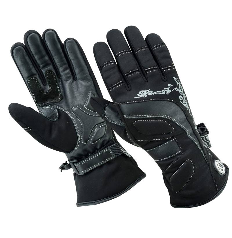 Texpeed Motorradhandschuhe Damen Winter wasserdicht - Biker Winter warm handschuhe - Schwarz gemustert S von Texpeed