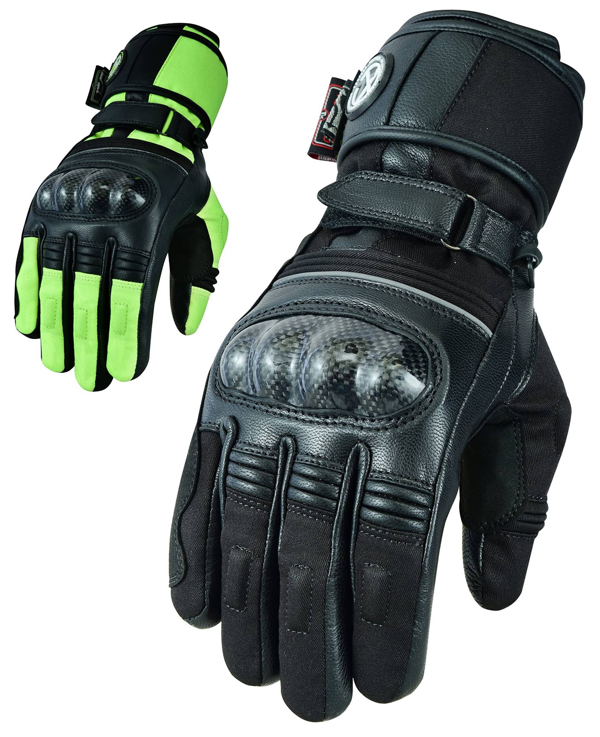 Texpeed Motorradhandschuhe Damen Winter wasserdicht - Biker warm handschuhe mit protektoren - Schwarz - M von Texpeed