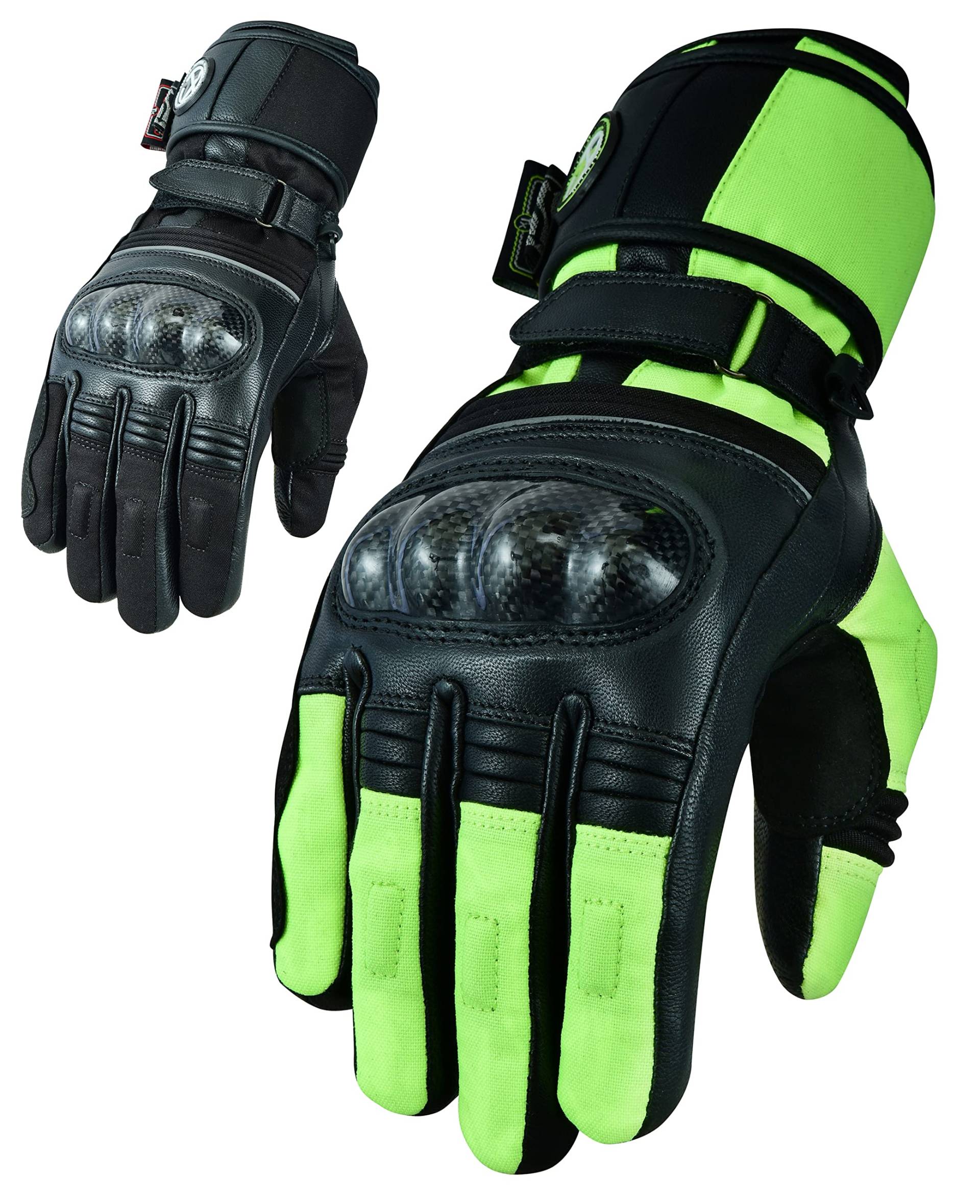 Texpeed Motorradhandschuhe Damen Winter wasserdicht - Biker warm handschuhe mit protektoren - Neon Gelb - M von Texpeed