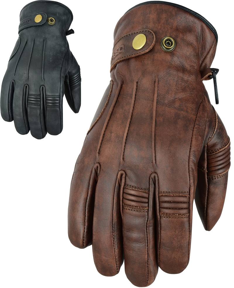 Texpeed Motorradhandschuhe Herren Leder - Biker Winter warm handschuhe - Weiches, leichtes echtes Braun - L von Texpeed