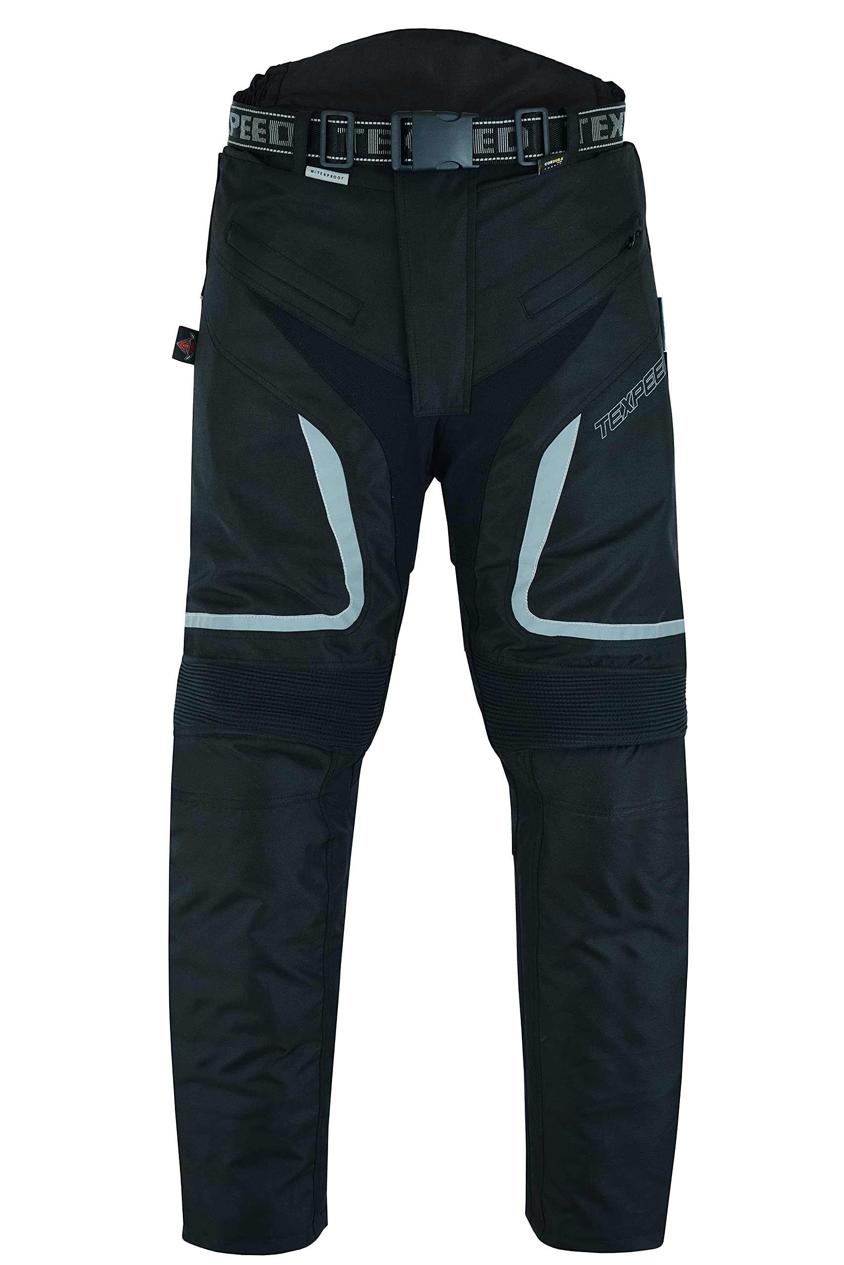 Texpeed Motorradhose Mit Protektoren Herren - Textil Wasserdicht Motorroller Motorrad Bikerin Mit Schutz Rüstung (EN 1621-1) Schwarz - 6XL Taille/Kurz Bein von Texpeed