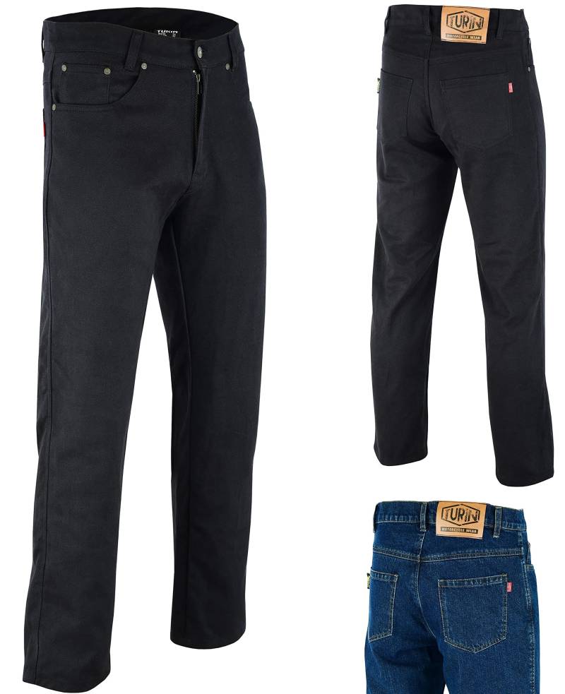 Texpeed Motorradhose mit Protektoren - Denim Schützende Aramid Jeans - Rüstung Schutz enthalten (EN 1621-1) - Sommer oder Winter - Gerade geschnitten - Schwarz - 5XL Taille/Kurz Bein von Texpeed