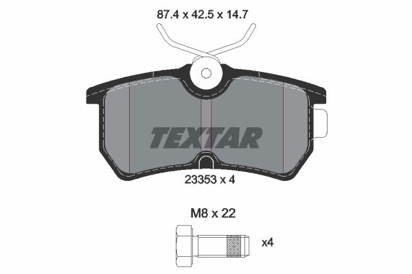 Bremsbelagsatz, Scheibenbremse Hinterachse Textar 2335301 von Textar