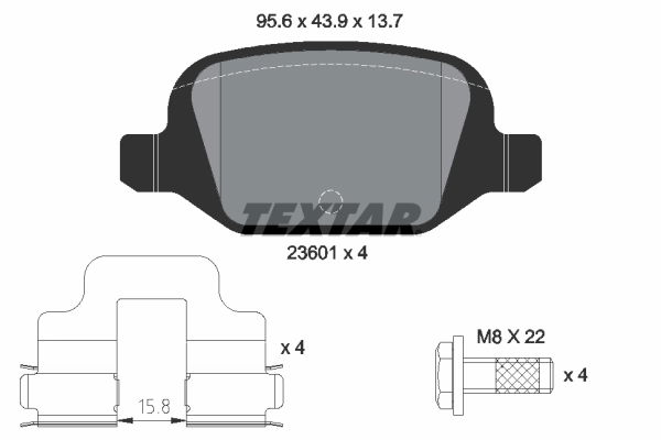 Bremsbelagsatz, Scheibenbremse Hinterachse Textar 2360102 von Textar