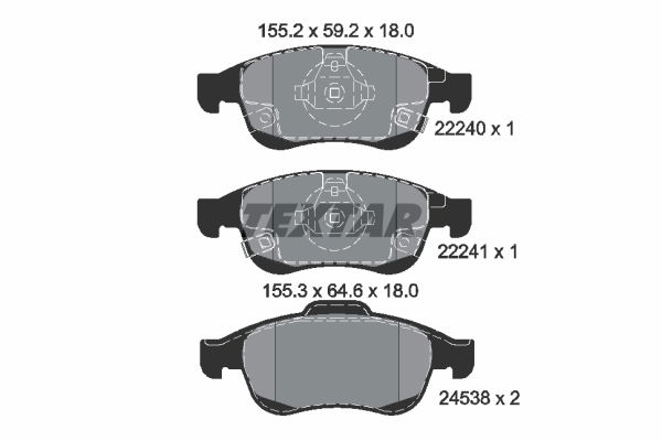 Bremsbelagsatz, Scheibenbremse Vorderachse Textar 2224001 von Textar