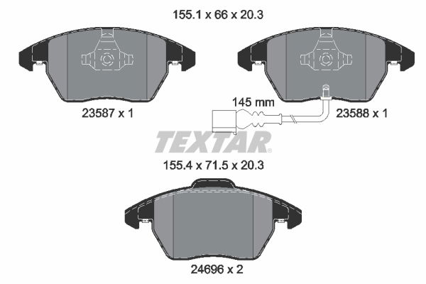 Bremsbelagsatz, Scheibenbremse Vorderachse Textar 2469602 von Textar