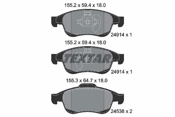 Bremsbelagsatz, Scheibenbremse Vorderachse Textar 2491401 von Textar