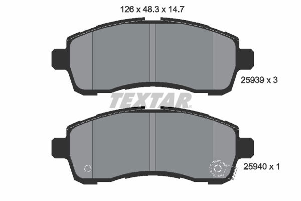 Bremsbelagsatz, Scheibenbremse Vorderachse Textar 2593901 von Textar