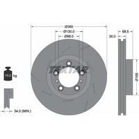 Bremsscheibe TEXTAR 92213905 vorne, belüftet, geschlitzt, hochkarbonisiert, 1 Stück von Textar