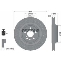 Bremsscheibe TEXTAR 92124300 hinten, belüftet, perforiert, 1 Stück von Textar