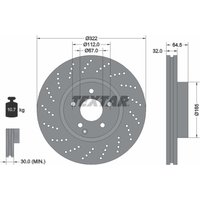 Bremsscheibe TEXTAR 92163403 vorne, belüftet, perforiert, 1 Stück von Textar