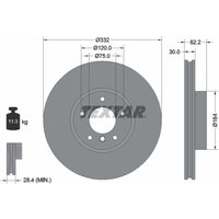 Bremsscheibe TEXTAR 92160803 vorne, belüftet, 1 Stück von Textar