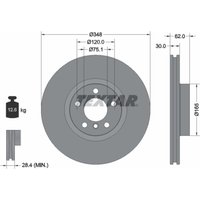 Bremsscheibe TEXTAR 92160905 vorne, belüftet, 1 Stück von Textar